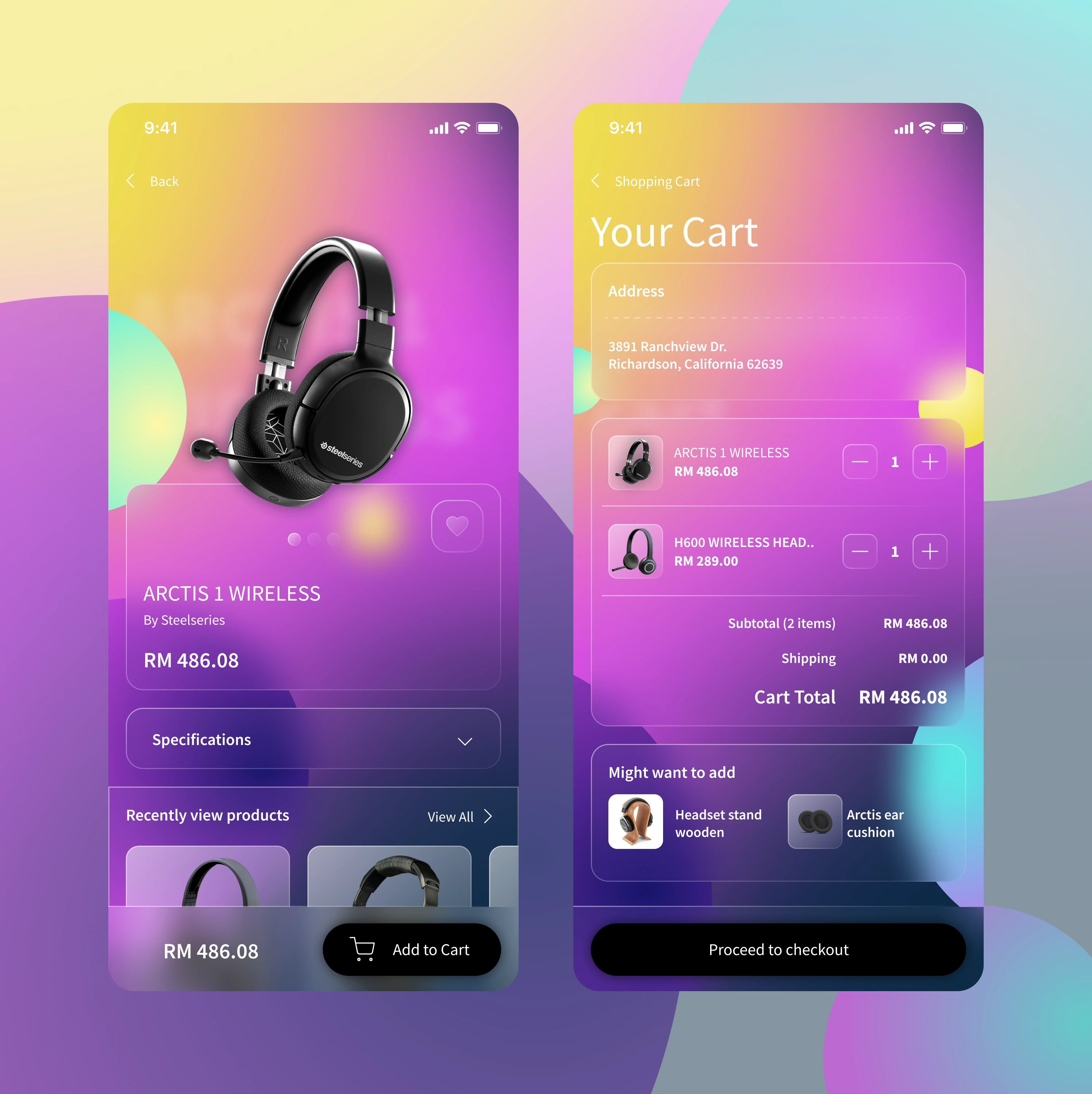 Пример glassmorphism дизайна