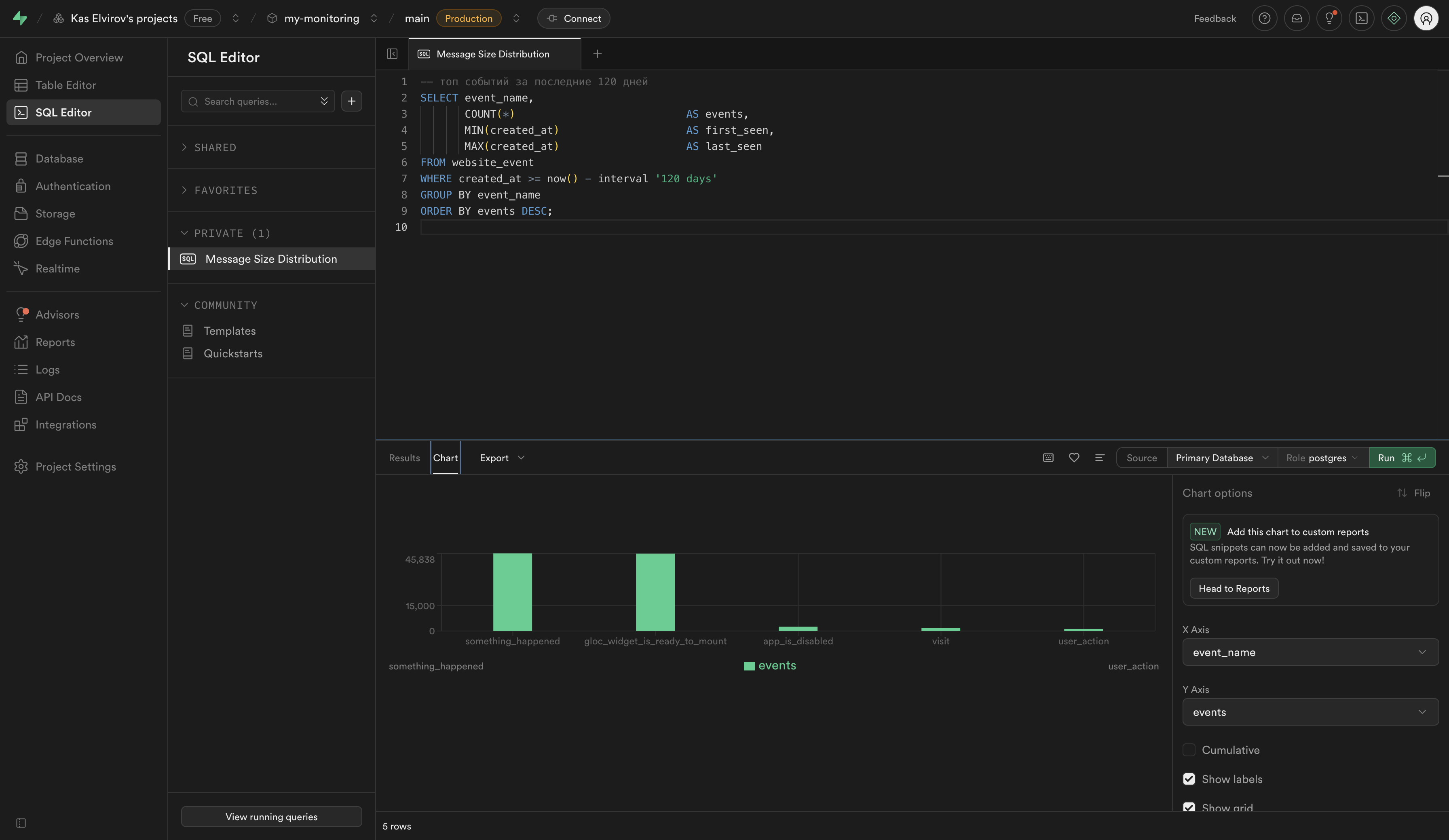 Umami - logs by event type